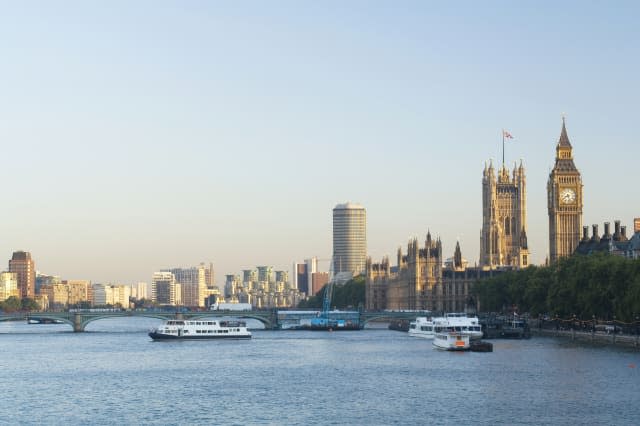 'River Thames view with Westminster Bridge, the Houses of Parliament and Big Ben. Wonderful late evening light. See my other Lon