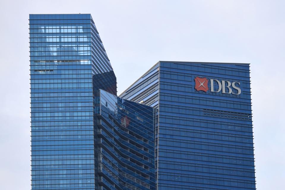 Signage for DBS Group Holdings Ltd. atop the company's head office in Singapore, on Monday, Feb. 13, 2023. Photographer: Suhaimi Abdullah/Bloomberg