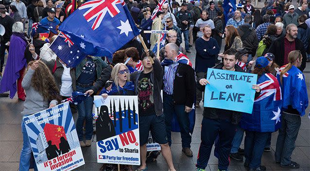 The crowd at a Reclaim Australia rally in Sydney on July 19. Photo: AAP