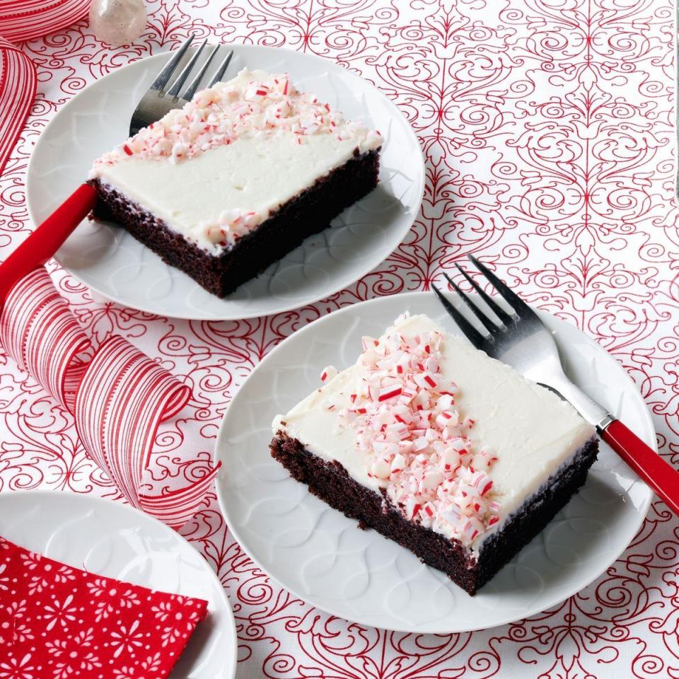 peppermint chocolate sheet cake