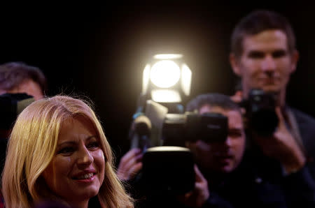 Slovakia's presidential candidate Zuzana Caputova arrives at the party's headquarters in Bratislava, Slovakia, March 30, 2019. REUTERS/David W Cerny