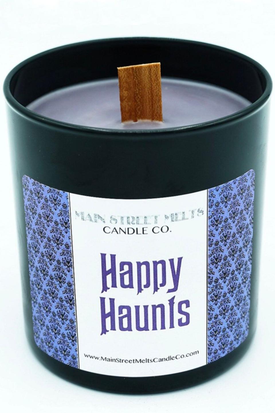 16) "Happy Haunts" Wood Wick Tumbler Disney Candle