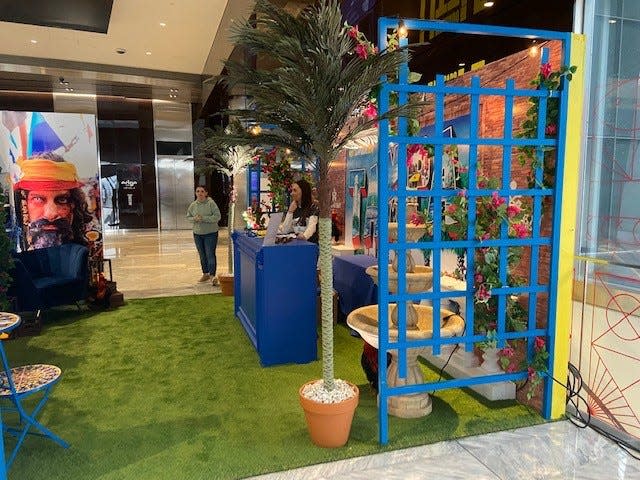 A large kiosk at the Hudson Yards Mall in Manhattan advertises Tampa Bay