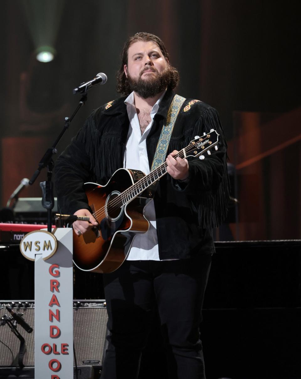 Dillon Carmichael performs at a 2022 benefit for the NWTF Foundation at the Grand Ole Opry in Nashville.