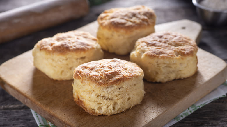 buttermilk biscuits on cutting board