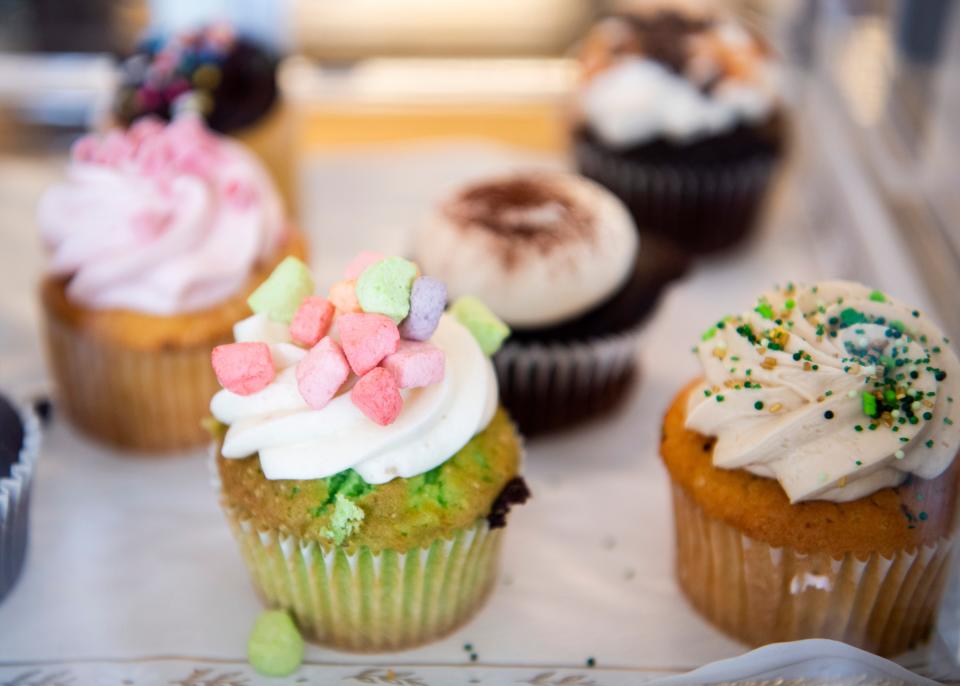 Cupcakes on display at Magpies Bakery at 846 N. Central St. in Knoxville. The bakery has an assortment of sweets available for Valentine's Day.