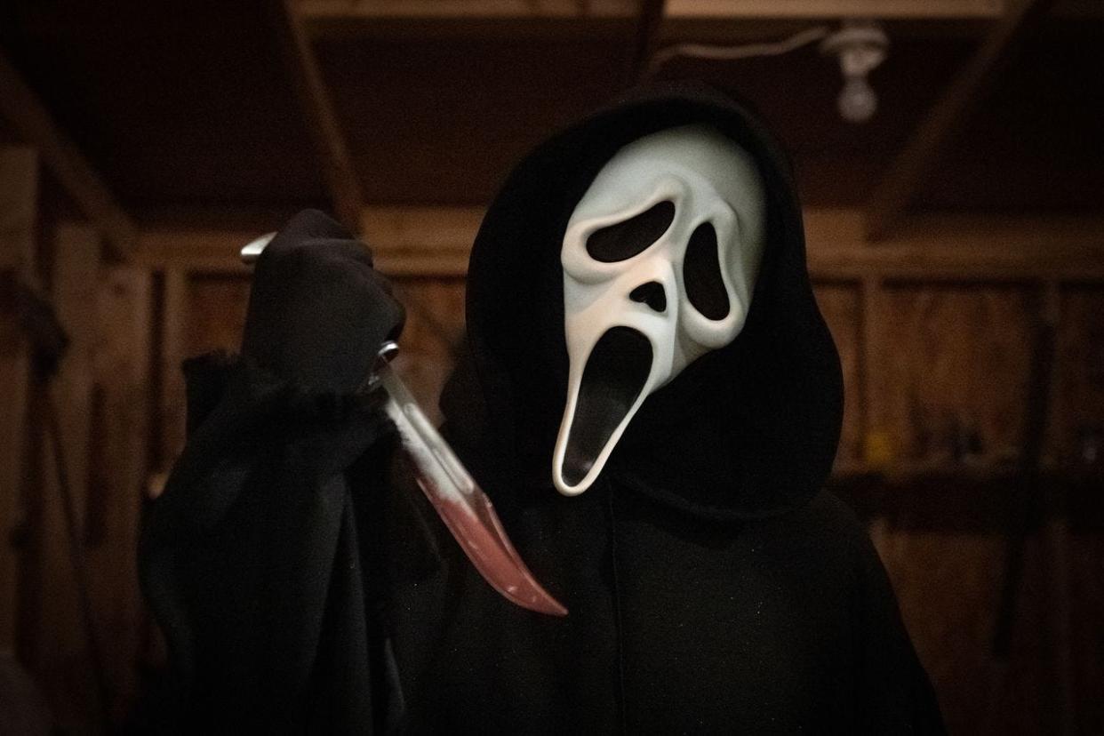 The masked Ghostface killer returns in the fifth "Scream," which  ascended to the top spot at the U.S. box office after its release on Jan. 14.