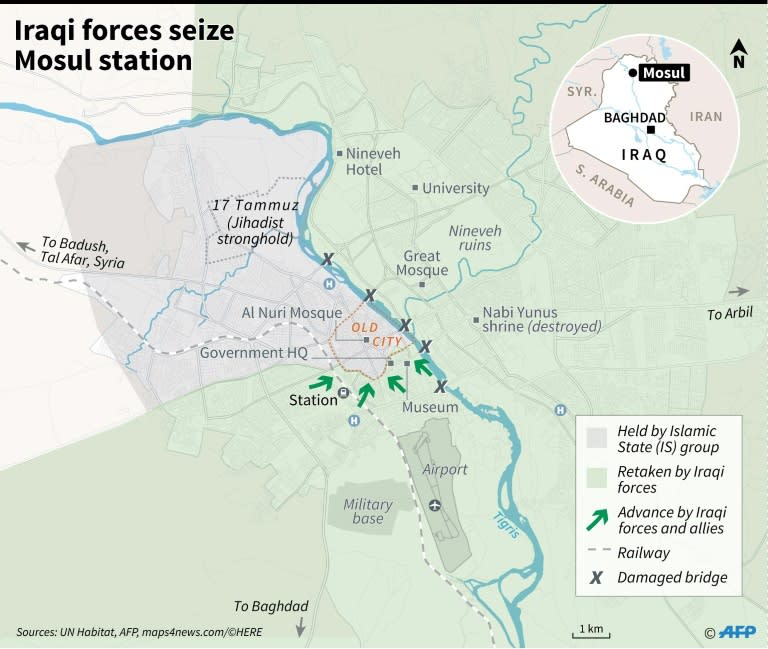 Iraqi forces seize Mosul train station