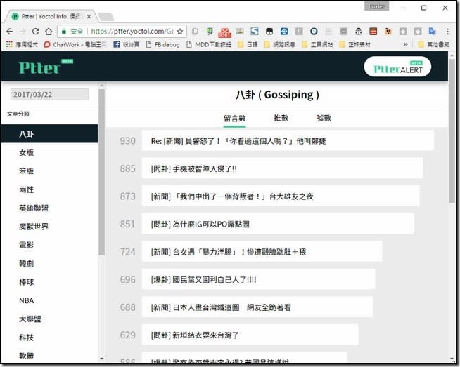 PTT太複雜不會用　PTTer幫你快速掌握熱門看板焦點文章鄉民風向