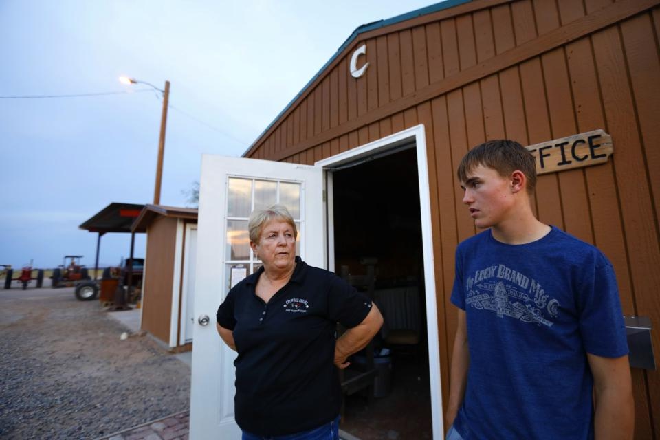 Nancy Caywood, left, and her grandson Thomas Hartman, age 14.