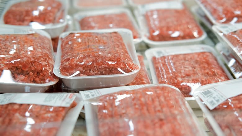 Ground beef packaged for sale