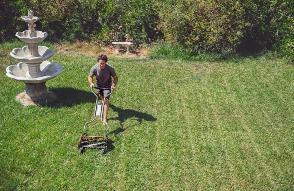 <div class="inline-image__caption"><p>Manual machines like push mowers offer a carbon neutral alternative to gas guzzling lawn mowers. </p></div> <div class="inline-image__credit">Layland Masuda via Getty</div>