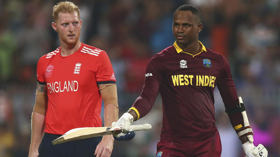 Ben Stokes and Marlon Samuels, pictured here during the World Twenty20 final in 2016.