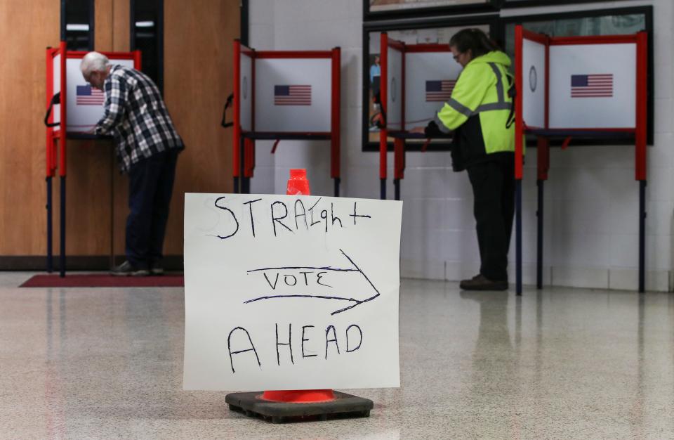 Early voters were at the polling center at Iroquois High School Tuesday morning just after 6 a.m. Nov.7, 2023.