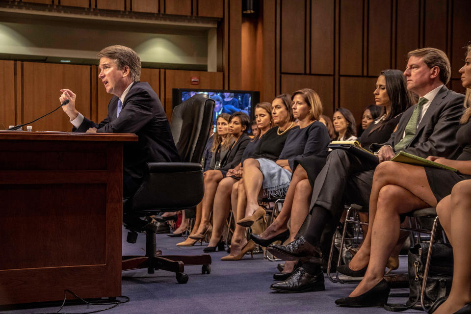 Kavanaugh answers questions from members of the Senate Judiciary Committee during his confirmation hearings.