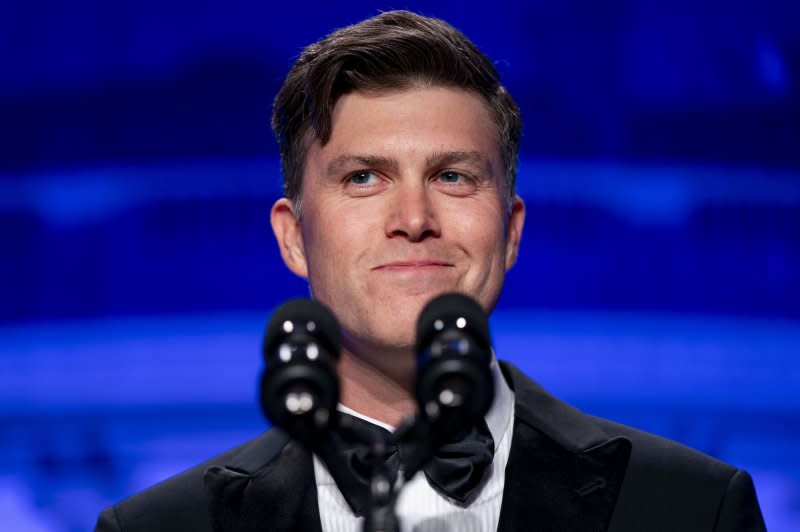 Colin Jost looks on during the White House Correspondents' Association dinner at the Washington Hilton in Washington, D.C., on April 27. The comedian turns 42 on June 29. File Photo by Bonnie Cash/UPI