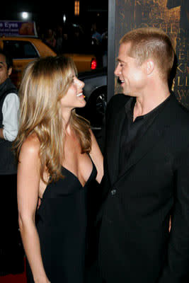 Jennifer Aniston and Brad Pitt at the New York premiere of Warner Brothers' Troy