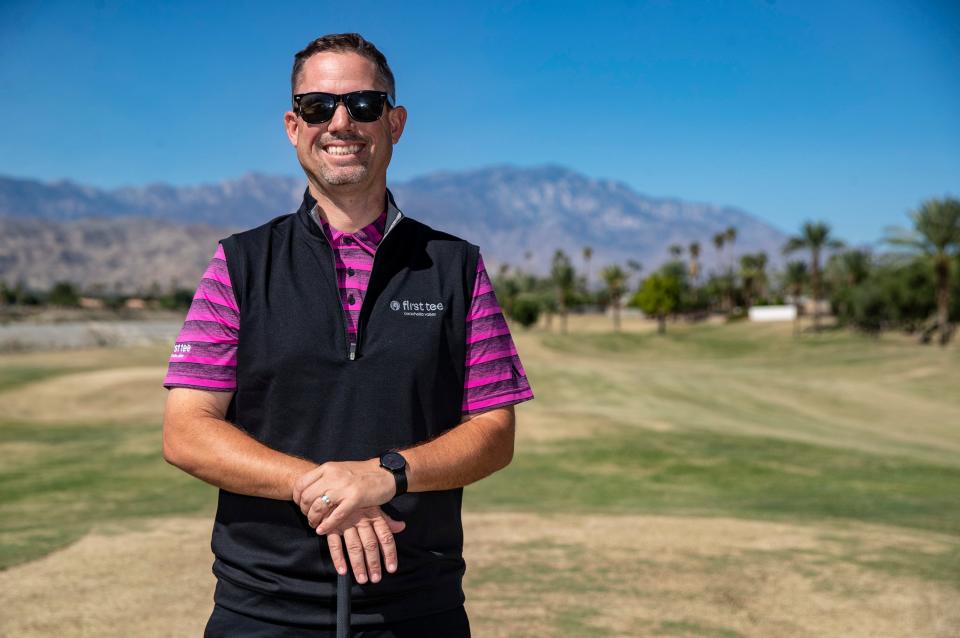 Kyle Winn, executive director of First Tee of the Coachella Valley, poses for a photo at The Golf Center in Palm Desert, Calif., Tuesday, Oct. 3, 2023.