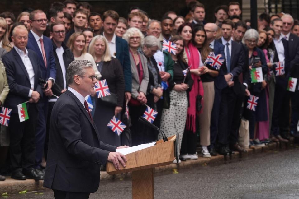 Keir Starmer delivers a speech outside No 10 (PA Wire)