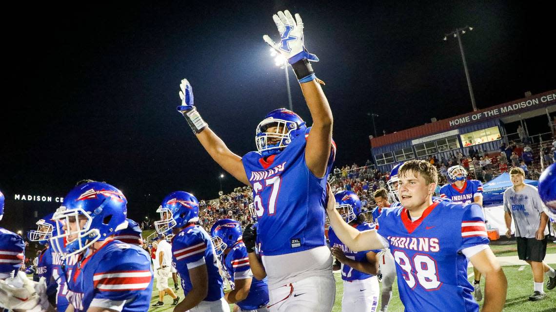 Of choosing to play commit to Kentucky to play college football, Madison Central offensive tackle Malachi Wood (67) says “after a while, just thinking about it and talking to my family and talking to the coaches and going on all these (recruiting) visits, I knew UK is where I wanted to be.”