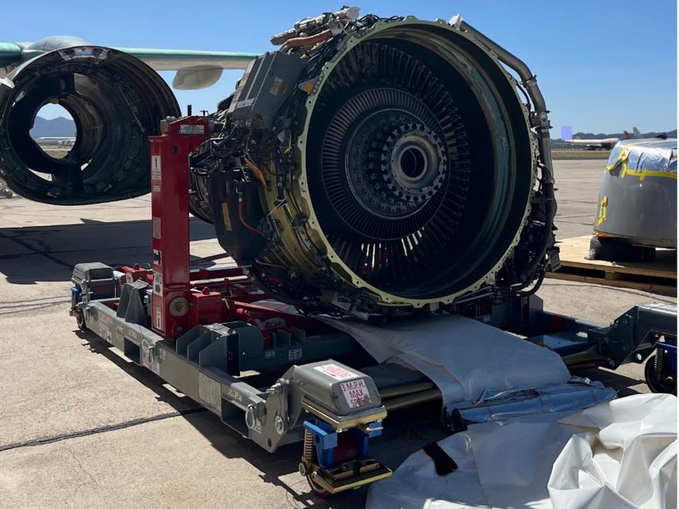 The engine detached from an aircraft at Pinal Airpark in Arizona.