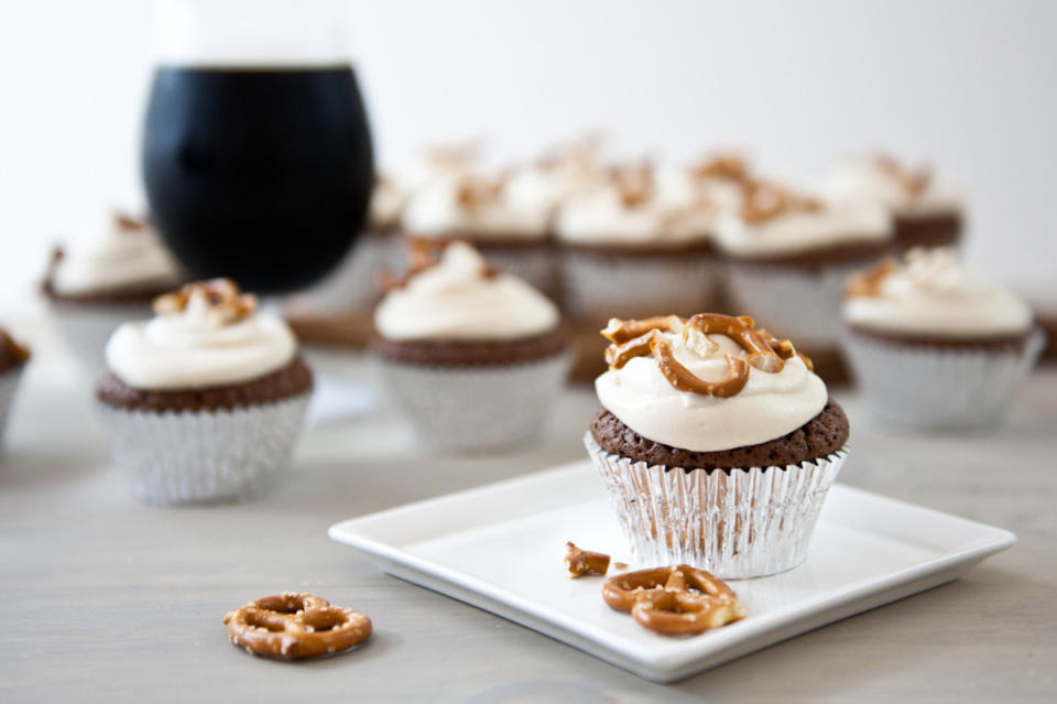 <p>Jackie Dodd</p><p>These booze-spiked cupcakes are the perfect little treat. </p><p><strong>Get the recipe: Chocolate Stout Cupcakes with Maple Bourbon Frosting and Pretzels</strong></p>