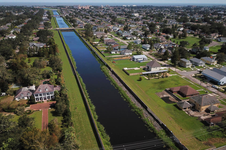 The London Avenue Canal in the Gentilly neighborhood of New Orleans on Aug. 31, 2021. (Patrick T. Fallon / AFP via Getty Images)