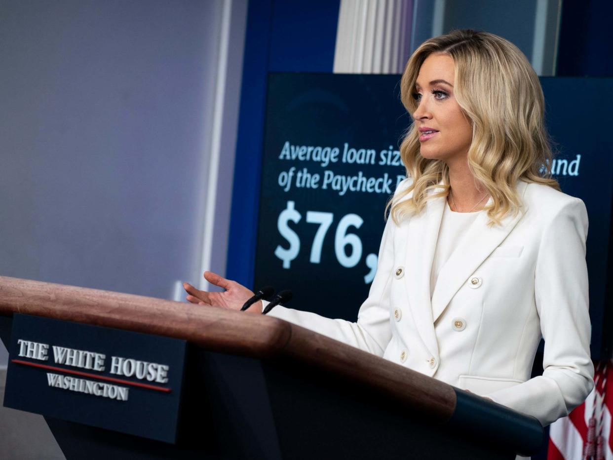Kayleigh McEnany at a White House news briefing. (EPA)