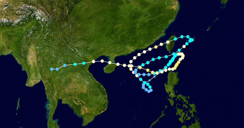 37年前的韋恩颱風路徑捉摸不定，被封為「侵台4大怪颱」之一。（圖／翻攝自維基百科）