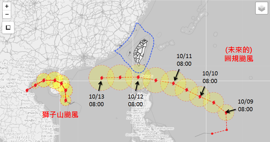 吳聖宇表示，台東、恆春半島及屏東地區發布陸警機會高。（圖／翻攝自吳聖宇臉書）