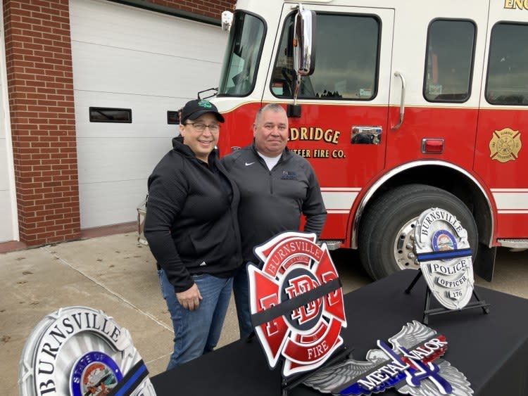 Kathy and Eric Long of Metal4Valor, at the Eldridge Volunteer Fire Department on Wednesday, Feb. 21, 2024 (photo by Jonathan Turner).