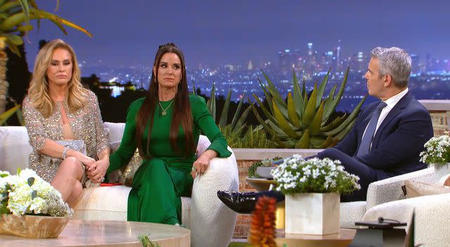 <p>Bravo</p> Kathy Hilton, Kyle Richards and Andy Cohen