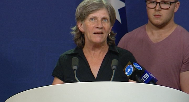 Evelyn Kathner called on Prime Minister Turnbull to try walking in her shoes. Photo: 7 News.