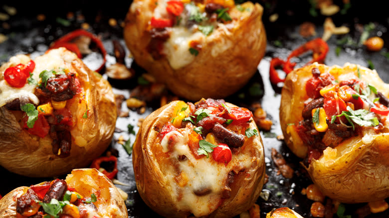 Mexican baked potatoes on board