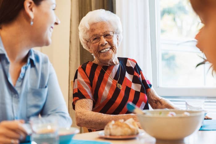 grandma at dinner table