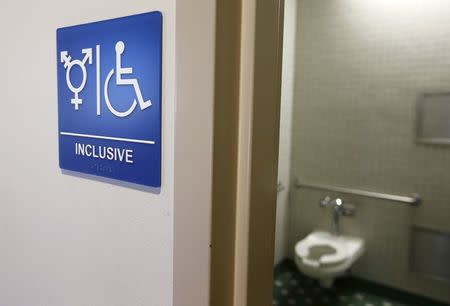 A gender-neutral bathroom is seen at the University of California, Irvine in Irvine, California September 30, 2014. REUTERS/Lucy Nicholson/Files