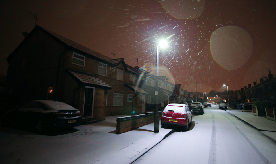 <em>Overnight snow on a vehicle in Liverpool on the day that forecasters predicting ‘very significant snowfall’ this week (PA)</em>