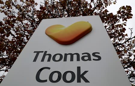 The Thomas Cook logo is seen at their German headquarters in Oberursel, near Frankfurt