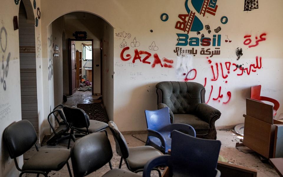 Graffiti left by Israeli forces inside a building