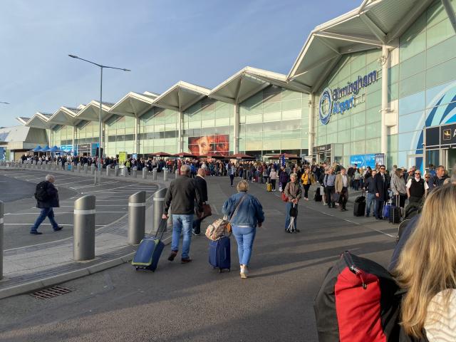 Absolute chaos at Birmingham Airport as thousands forced to queue