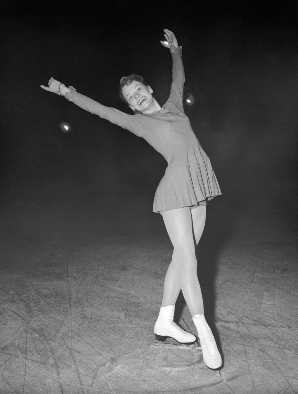 American skater Heiss at the 1956 Winter Olympics in Cortina d'Ampezzo, Italy.