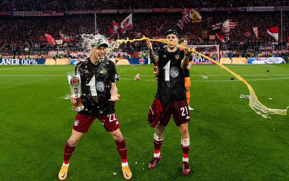 Marc Roca and team-mates celebrate a league title at Bayern - The life that awaits Harry Kane at 'FC Hollywood' Bayern Munich