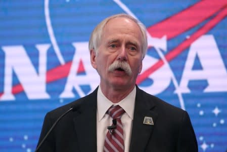 FILE PHOTO: News conference announcing that NASA is opening the International Space Station for commercial business in New York City