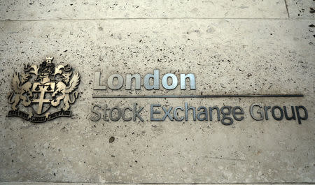 A sign displays the crest and name of the London Stock Exchange in London, Britain August 15, 2017. REUTERS/Neil Hall