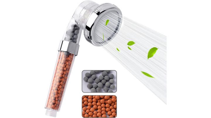 This ridiculously highly-rated shower head contains beads that'll reduce your water's limescale. It's 38% off right now!