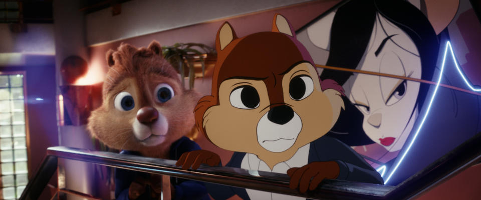 Dale (voiced by Andy Samberg) and Chip (voiced by John Mulaney) in Chip N Dale: Rescue Rangers (Disney)