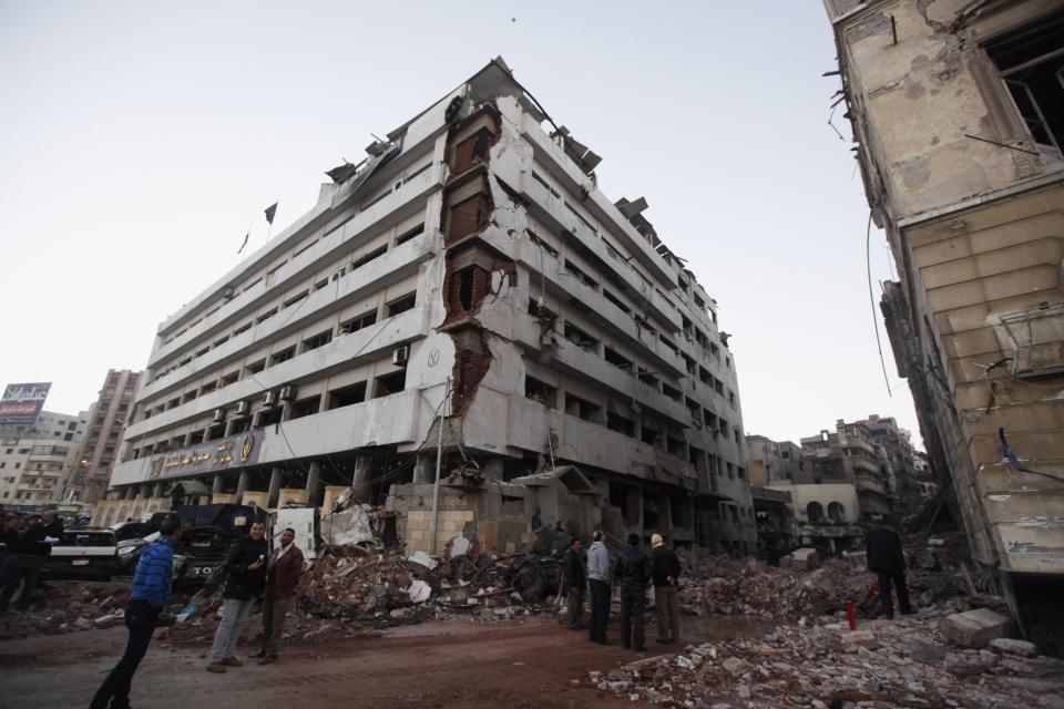 The building of Directorate of Security is pictured after explosion in Egypt's Nile Delta town of Dakahlyia