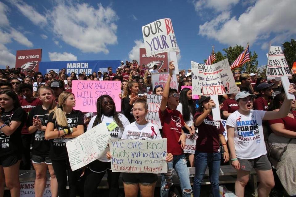 Participants fill Pine Trails Park during the March for Our Lives in Parkland, Florida, on March, 24, 2018.