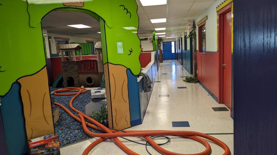 Cleaning equipment in Sioux Falls daycare formerly known as Kidz Academy Thursday, Feb. 22, 2024.