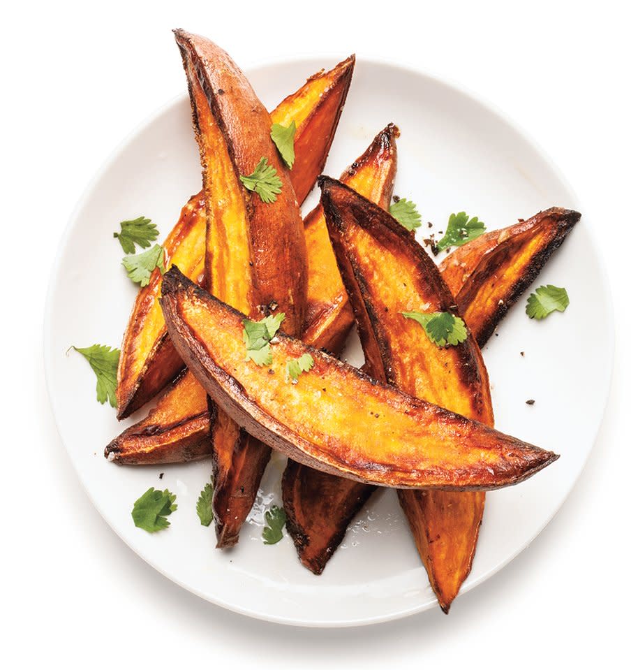 Crispy Roasted Sweet Potatoes With Lime and Cilantro